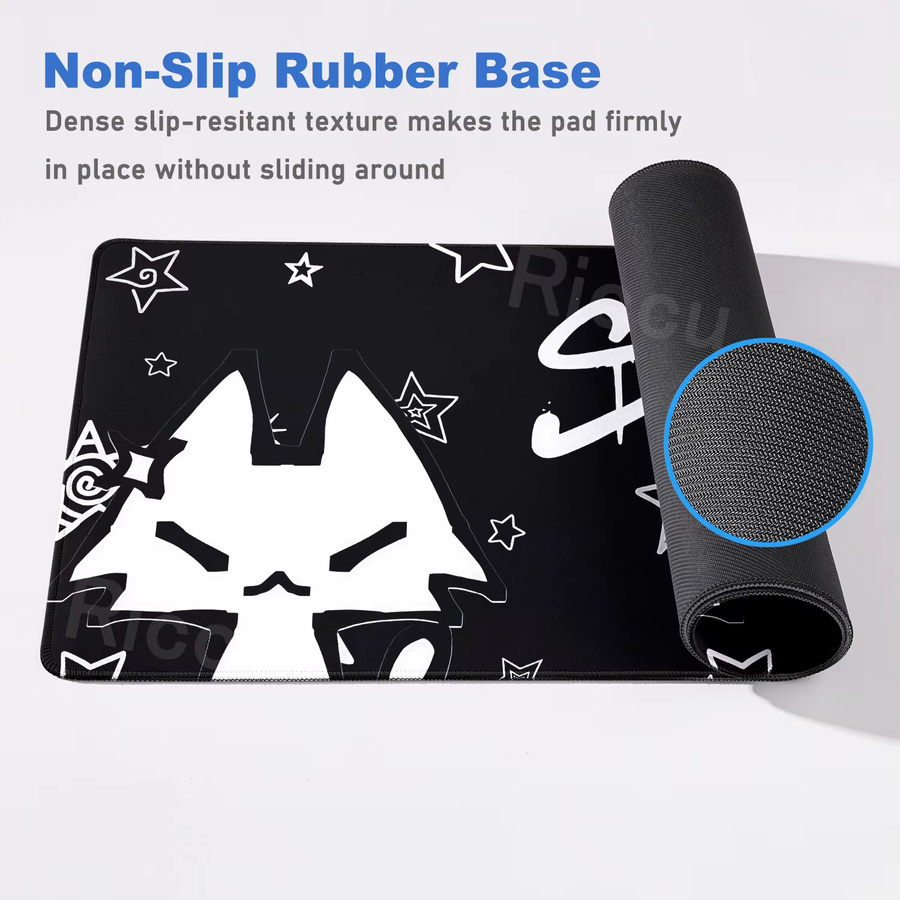 Riccu Mauspad Goth-Katzen Design in Schwarz XXL Schreibtischunterlage für PC-Gaming und Büro - Bild 5