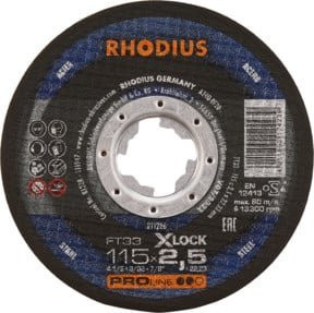 RHODIUS PROline FT33 X-LOCK Freihandtrennscheibe für Metall, Schwarz, Durchmesser: 125 mm, Dicke: 2,5 mm, Bohrung: 22,23 mm - Bild 1