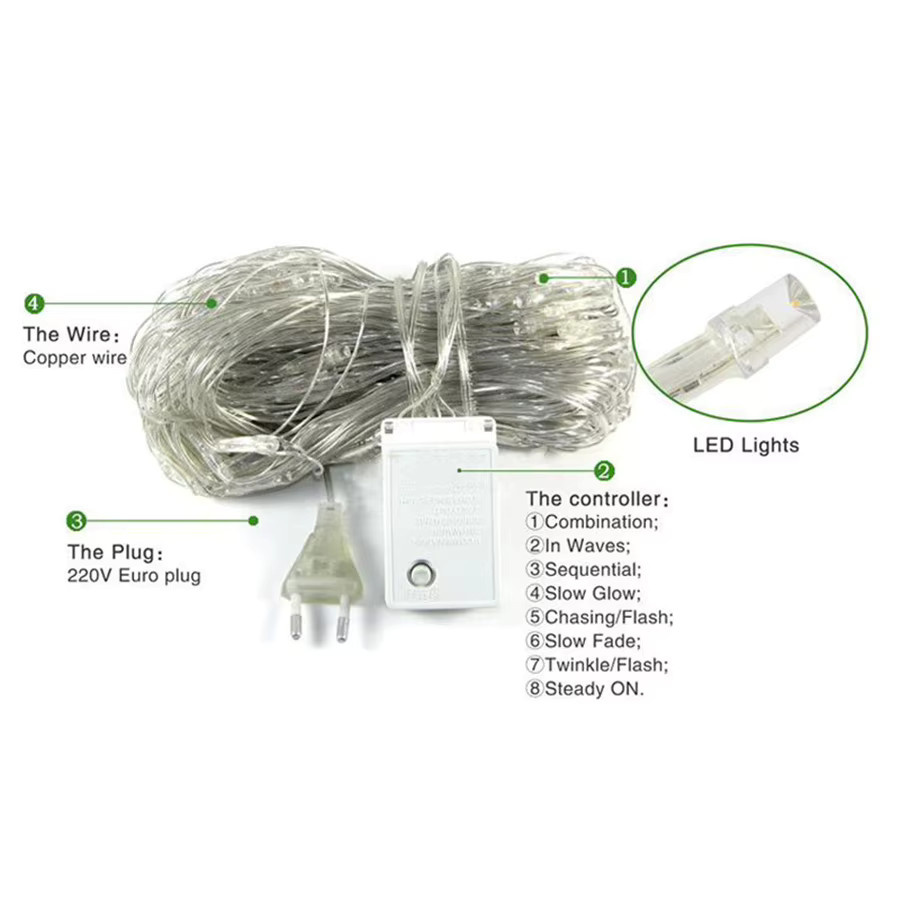 PAMNNY LED Mesh Lichterkette Warmweiß Wasserdicht für Garten und Outdoor, B/H: 2 x 2 m - Bild 4