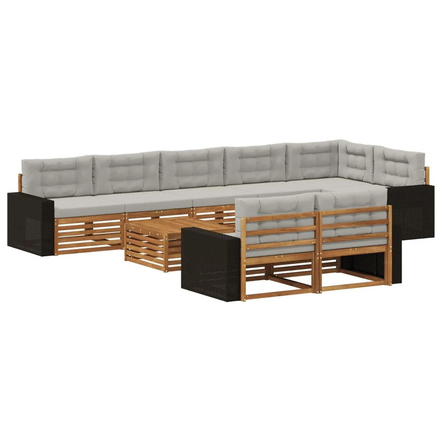 vidaXL Outdoor-Sofagarnitur aus Akazienholz mit 9 Kissen und Armlehnen - Bild 2