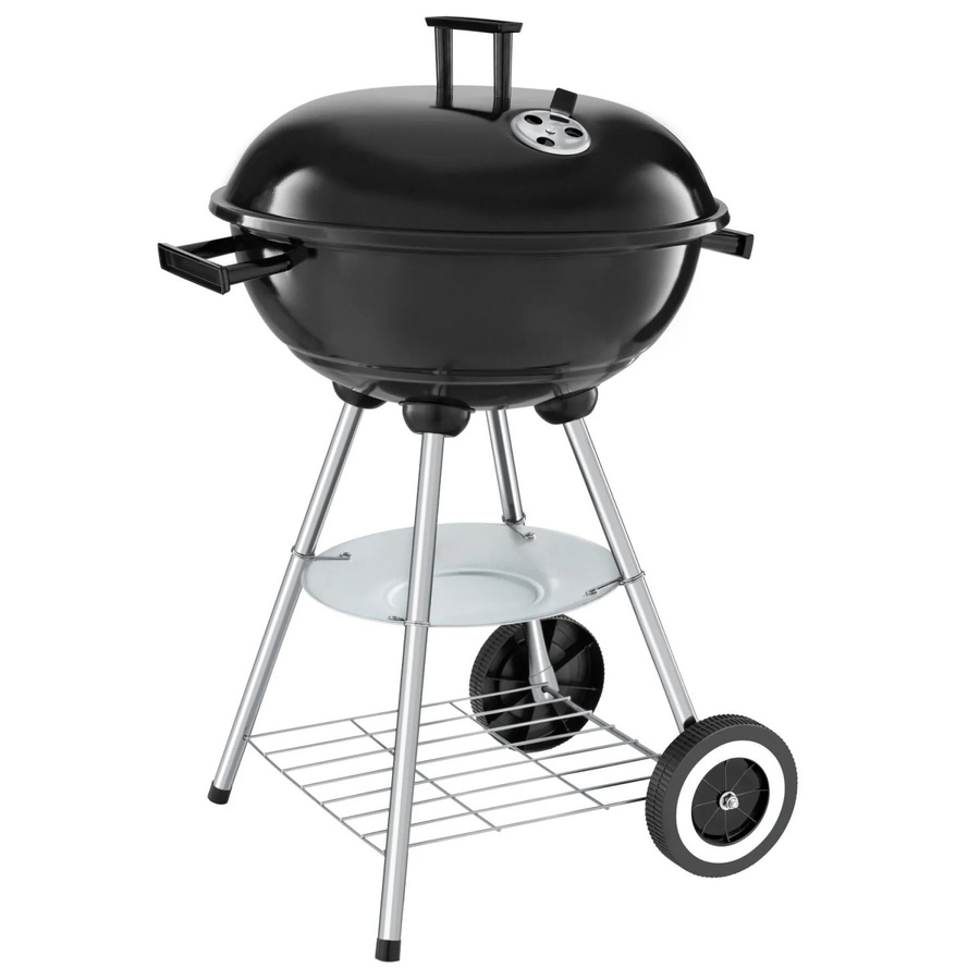 tectake Kugelgrill Holzkohlegrill in Schwarz und Silber mit abnehmbarer Ascheschale, regulierbarer Luftzufuhr und verchromtem Grillrost, B/T/H: 51,5 x 44,5 x 75 cm - Bild 2