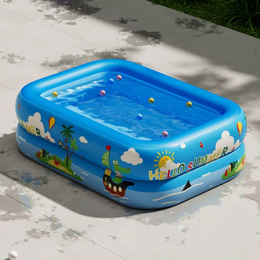 Aufblasbarer Außenpool aus langlebigem PVC in Blau, rechteckiges Design für den Garten und Familienfeiern - Bild 4