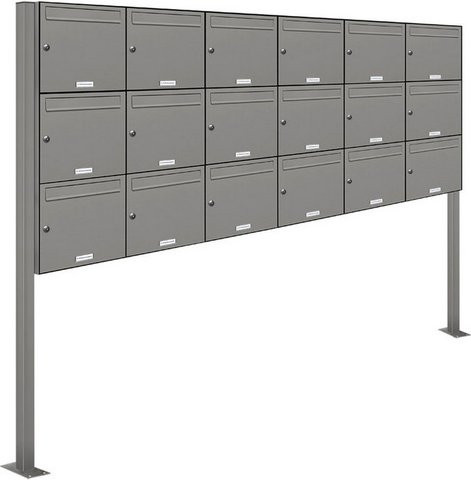 AL Briefkasten-System für 18 Parteien, freistehend, grau, B/H/T: 237,8 x 170 x 11,6 cm - Bild 1