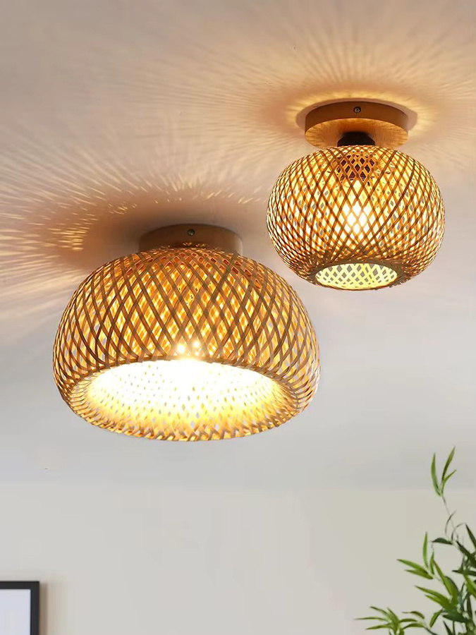 PARKSON Bambus-Deckenleuchte im Boho-Stil, braune Innendeckenleuchte mit E27 Fassung für warmweißes Licht - Bild 4