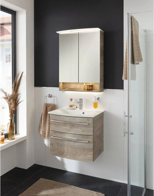 Fackelmann Badmöbel-Set B.Style 2-tlg. mit Waschtisch und Unterschrank in Nature Oak, B/H/T: 63,2 x 54,3 x 46 cm - Bild 1