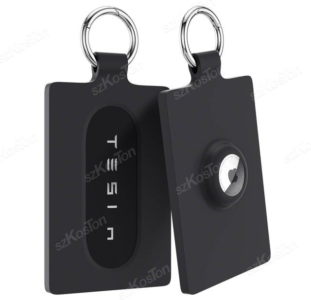 SZKOSTON Silikon Kartenhalterhülle für AirTag und Tesla Key Card in Pink und Black, kompatibel mit Tesla Model 3, Y, S und X - Bild 1