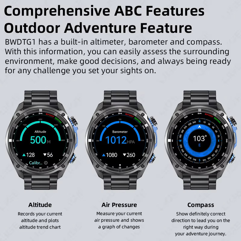 LIGE Smartwatch, Edelstahl, Schwarz, GPS - Bild 6