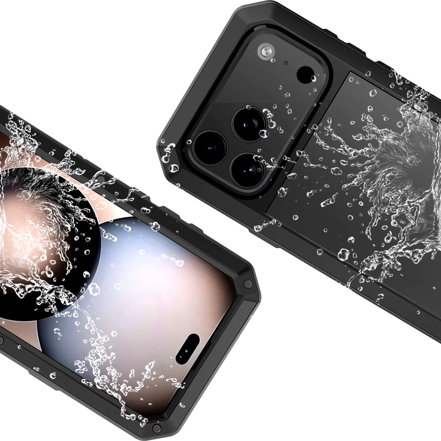 WENBIN Robuste Metall Schutzhülle für iPhone 17, 16, 15 Pro Max und 15 Plus, 360 Grad Ganzkörperschutz, Stoßfest, Farbe: Silber oder Schwarz - Bild 6