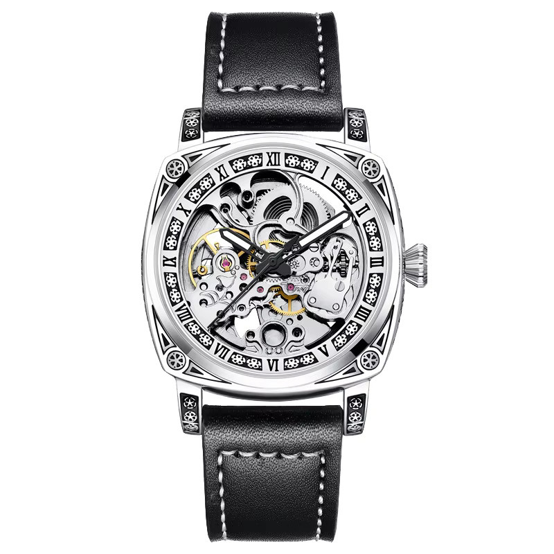 CAROTIF Armbanduhr Automatik, Edelstahl, Silber, Schwarz, Herren - Bild 6
