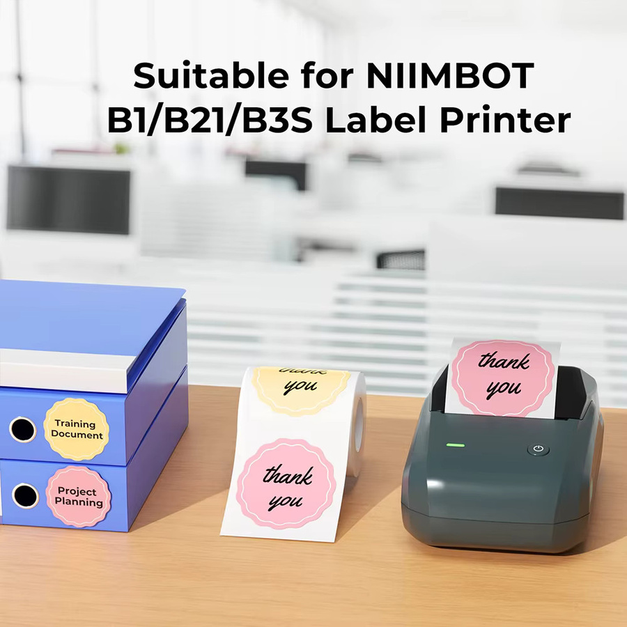 Niimbot runde Etikettenaufkleber in Weiß für Mini-Mobiletikettendrucker B1 und B21 - Bild 2
