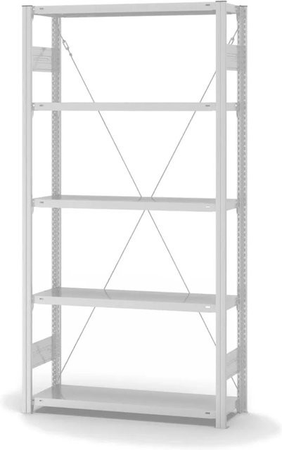 PROREGAL Lebensmittel Fachbodenregal Stecksystem T-Profil in Weiß mit 5 Ebenen, H x B x T: 200 x 100 x 30 cm - Bild 1