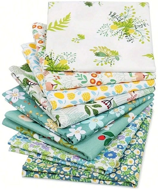 8er Set Baumwoll Stoff Quadrate in Mehrfarbig für DIY Patchwork und Quilten, B/H: 40 x 50 cm - Bild 1