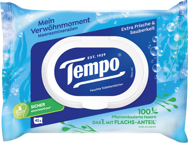 Tempo Feuchte Toilettentücher Nachfüllung, Meeresmineralien, 42 Stück - Bild 1