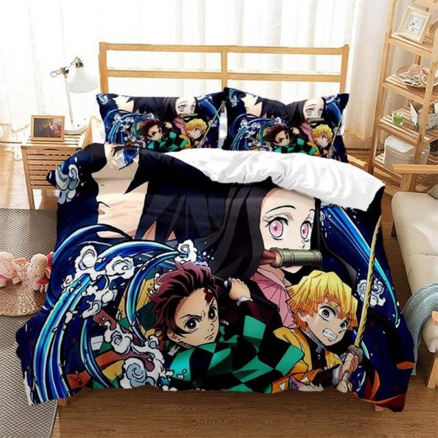 Demon Slayer Bettwäsche-Set von JMG Household Supplies mit Anime-Motiv, Mehrfarbig, B/H: 140 x 210 cm - Bild 1