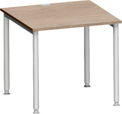 Schäfer Shop Genius Schreibtisch MODENA FLEX mit 4-Fuß-Rundrohr in Eiche und Weißalu, B: 80 cm, T: 80 cm - Bild 1