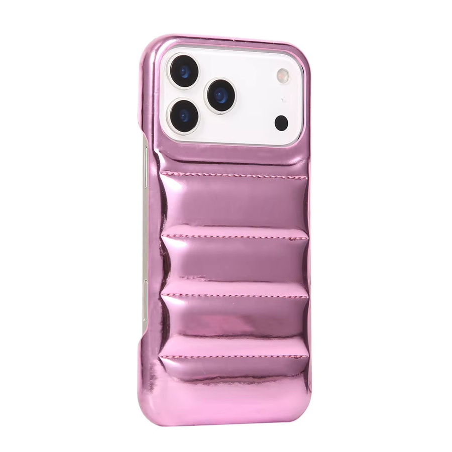 Luxuriöse Leder-Handyhülle mit Daunen-Design für iPhone 12 bis iPhone 17 Pro Max, stoßfeste Bumper-Rückabdeckung in Silber - Bild 2