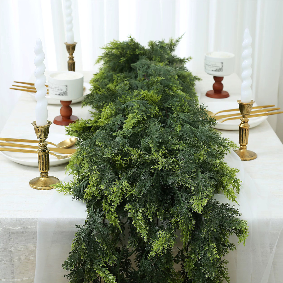 Sinsoledad Künstliche Weihnachtsgirlande aus grüner Zeder und Kiefer mit Blättern für deine Dekoration - Bild 3