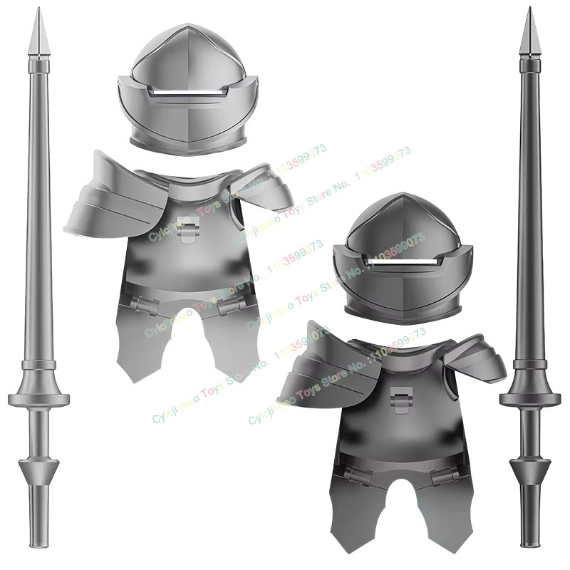 Cyicjinbao Ritter Bausteine Zubehör mit schwerer Rüstung in Silber und Grau für Kinder - Bild 2