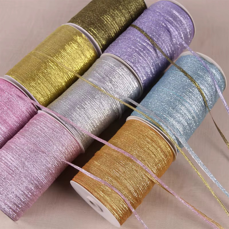 Merylover Glitzerband bunt bestickt, 10 Meter, Dekorzubehör für Hochzeitstorte und DIY-Handwerk, Gold und Multicolour - Bild 1