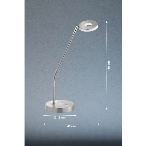 Fischer & Honsel LED-Tischleuchte Dent, dimmbar, silberfarben, B: 16 cm, H: 60 cm - Bild 3