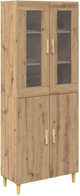 vidaXL Highboard Artisan-Eiche mit Glastüren und Regalfächern, Farbe Braun, B/T/H: 69,5 x 34 x 180 cm - Bild 1