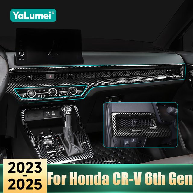 YaLumei Dashboard Trim Set für Honda CR-V 6. Generation 2023 2024 2025, Center Konsole und Instrumenten Panel Abdeckung aus ABS, Schwarz - Bild 1