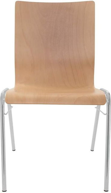 BMV Besucherstuhl A45 aus Buche mit silbernem Gestell, mehrfarbig, B/T/H: 50 x 54 x 86 cm - Bild 1