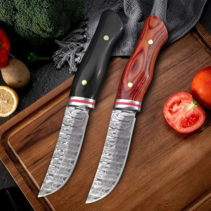 GuanQi Damaskus-Küchenmesser mit Lasermuster und farbigem Holzgriff für Fleisch, Fisch und Gemüse - Bild 4