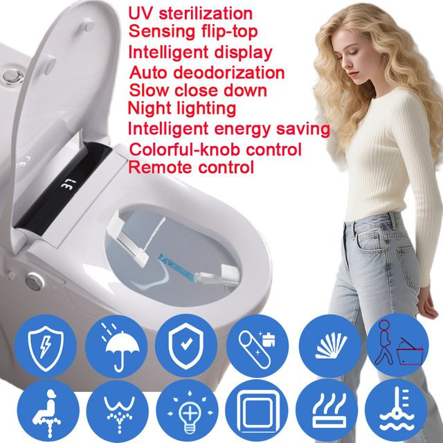 WETIPS Smart AI Dusch-WC mit automatischem Deckel und Bidet-Funktion, Dual-Spülung, Weiß, B/T/H: 49,5 x 37,0 x 42,0 cm - Bild 1