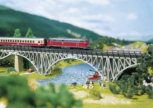 Faller 282915 Z Stahlträgerbrücke 1gleisig Universell B/H/L: 25 x 47 x 220 mm - Bild 1