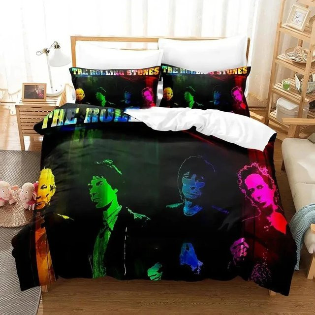 Rolling Stones Logo Bettwäsche-Set von Lodestar in Schwarz mit Bettbezug und Kissenbezug, B/H: 173 x 218 cm - Bild 1