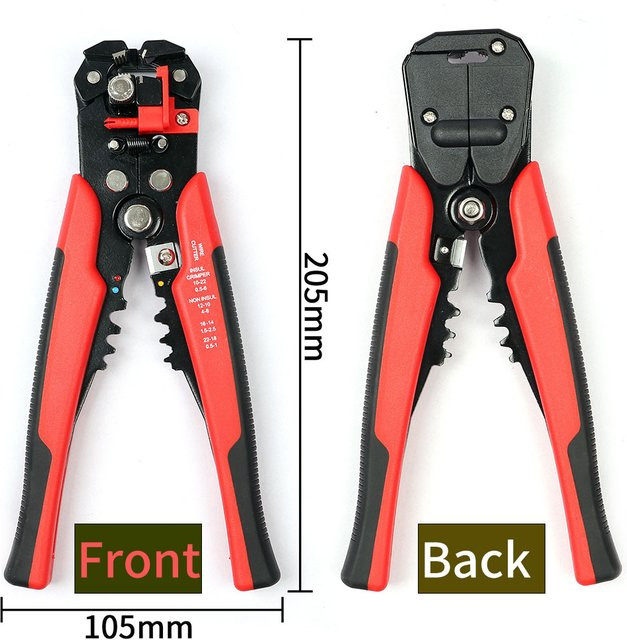 Multifunktionale automatische Abisolierzange mit Crimper und Kabelcutter in Rot - Bild 1