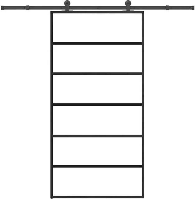 vidaXL Schiebetür modern aus ESG-Glas und Aluminium in Schwarz und Transparent, B: 102 cm, H: 205 cm - Bild 1