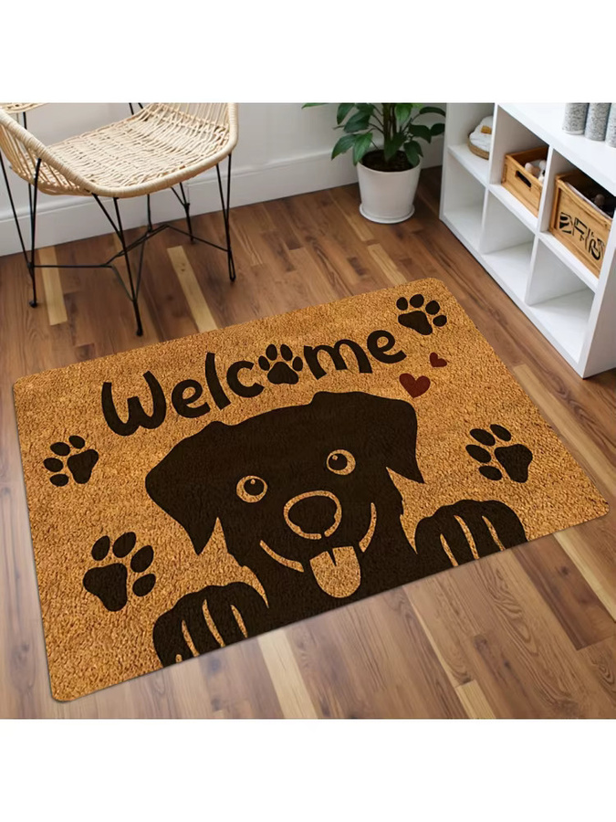 VIKAMA Cartoon-Fußmatte mit schwarzem Hund, rutschfester und verschleißfester Teppich aus Kokos, Farben: Schwarz und Braun, B/T: 80 x 50 cm - Bild 5