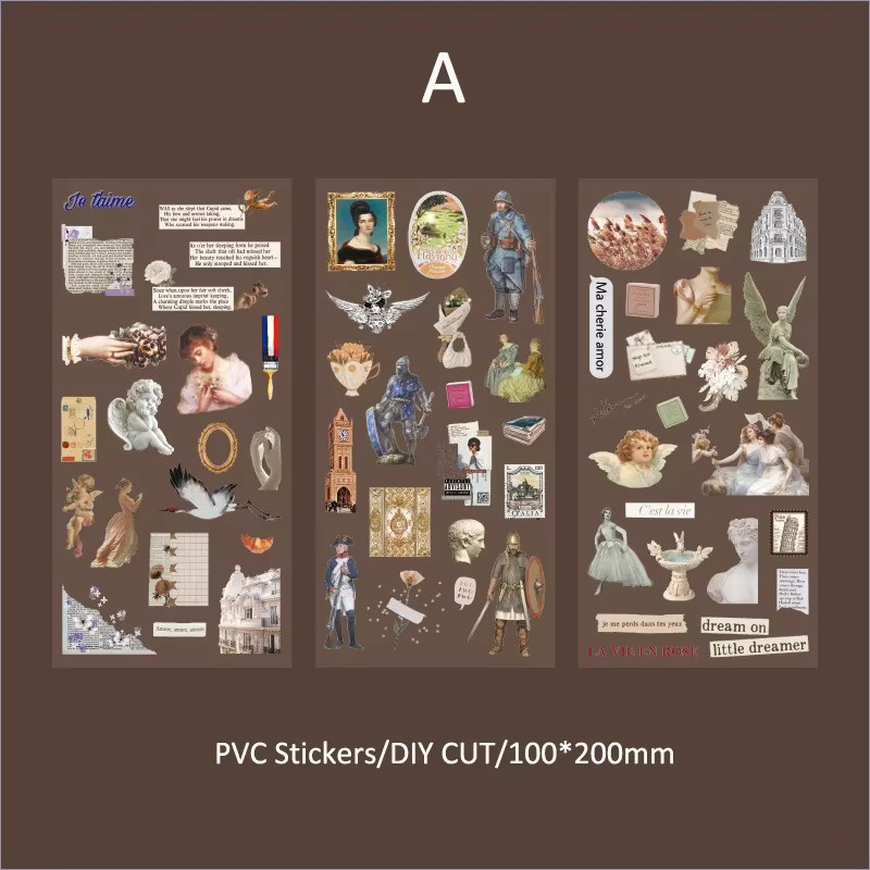 Journamm 3er Pack Vintage Aufkleber für Scrapbooking und Junk Journal, Wasserdichte PET Collage Sticker in Multicolour - Bild 3