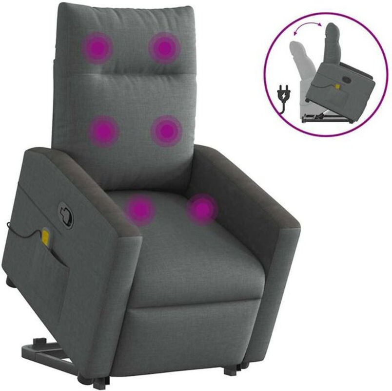 Massagesessel mit Aufstehhilfe von vidaxl in Anthrazit aus Stoff - Bild 1