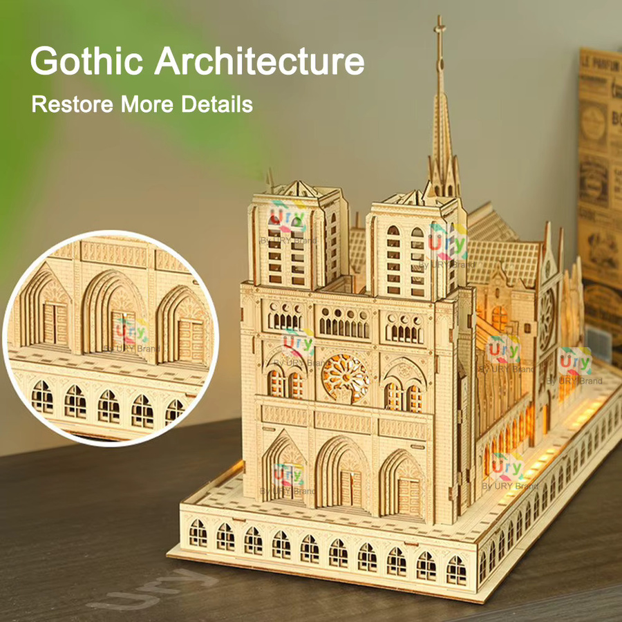 3D-Holzpuzzle Notre Dame Kathedrale Gebäudehaus, mit Licht, ab 14 Jahre - Bild 4