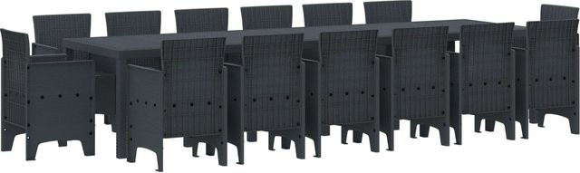 vidaXL 15-teiliges Garten-Dining-Set aus Poly-Rattan in Anthrazit mit modernem Design - Bild 1