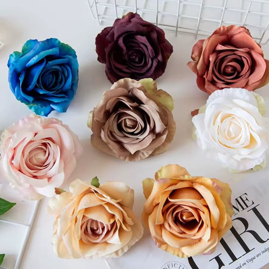 Künstliche Seidenrosen als Clip-Blumen für Brautaccessoires, Hochzeitsdeko und Tischdekoration in Rot, Lila und Mehrfarbig - Bild 3
