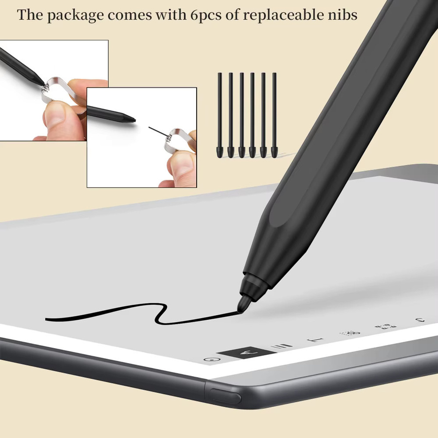 EMTRA EMR Stylus-Stift für reMarkable 2 in Schwarz mit 4096 Druckempfindlichkeitsstufen, Eraser-Funktion, Handballenerkennung und Neigungserkennung - Bild 2