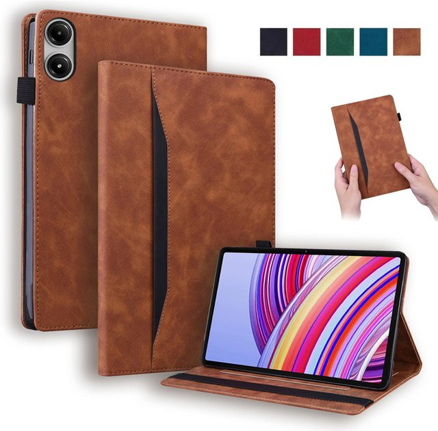 Xiaomi Luxus Brieftasche Standhülle für Redmi Pad Pro 12,1 Zoll in Blau und Braun - Bild 1