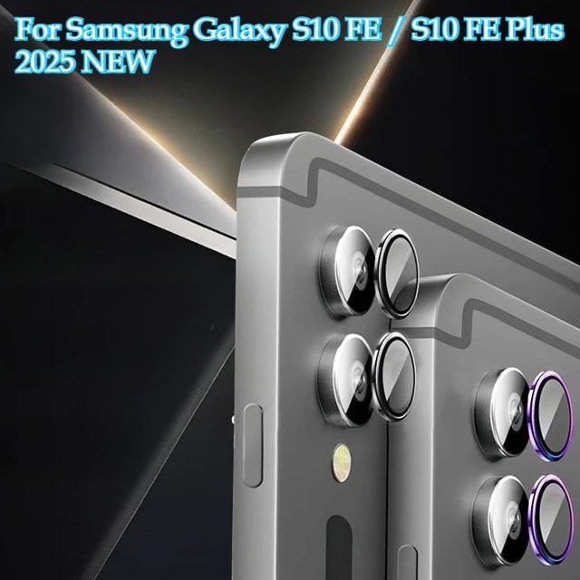 Kameraobjektivschutz aus gehärtetem Glas mit Metallring für Samsung Galaxy Tab S10 FE, S9 FE Plus und Ultra, 9H Härte, Farben: Schwarz und Silber - Bild 1