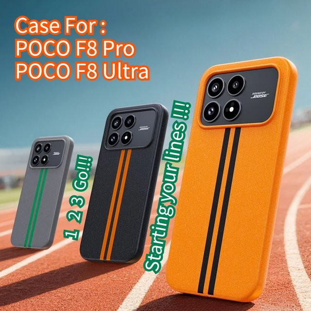 Xiaomi POCO F8 Pro Ultra Hülle mit Running Grit Rock Sand Design, Robuste PC Rückseite und Magnetische Kabellose Ladefunktion, Schwarz-Orange - Bild 1