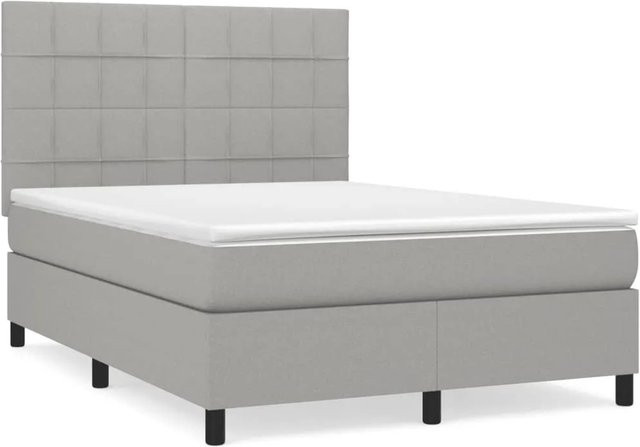 vidaXL Boxspringbett mit Matratze Hybrid-Design in Grau, B/T: 140 x 190 cm - Bild 1