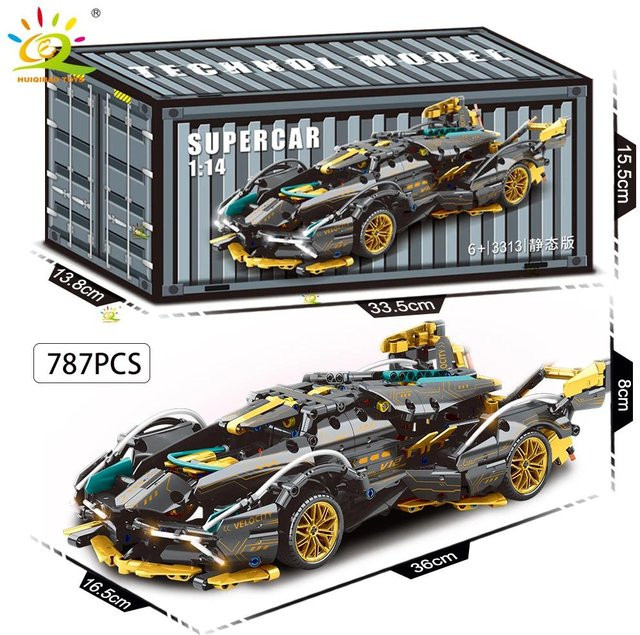 1:14 Rennwagen Modellbausteine MOC, Konstruktionsspielzeug, mit LED, ab 6 Jahren - Bild 1
