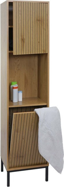 MCW Hochschrank O42 Badschrank aus MDF Melamin in Holzoptik Natur, H x B x T: 174 x 39 x 30 cm - Bild 1