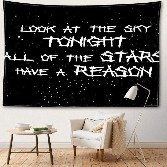 Lil Peep Wandteppich Binchi Outdoor Equipment in Schwarz, Ästhetischer Wandbehang mit Grafik-Design, B/H: 200 x 150 cm - Bild 1
