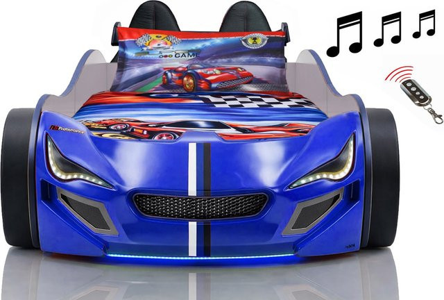 Autobett für Kinder von Aileenstore mit LED-Unterbodenbeleuchtung, Sound und Fernbedienung, B/T: 90 x 200 cm - Bild 1