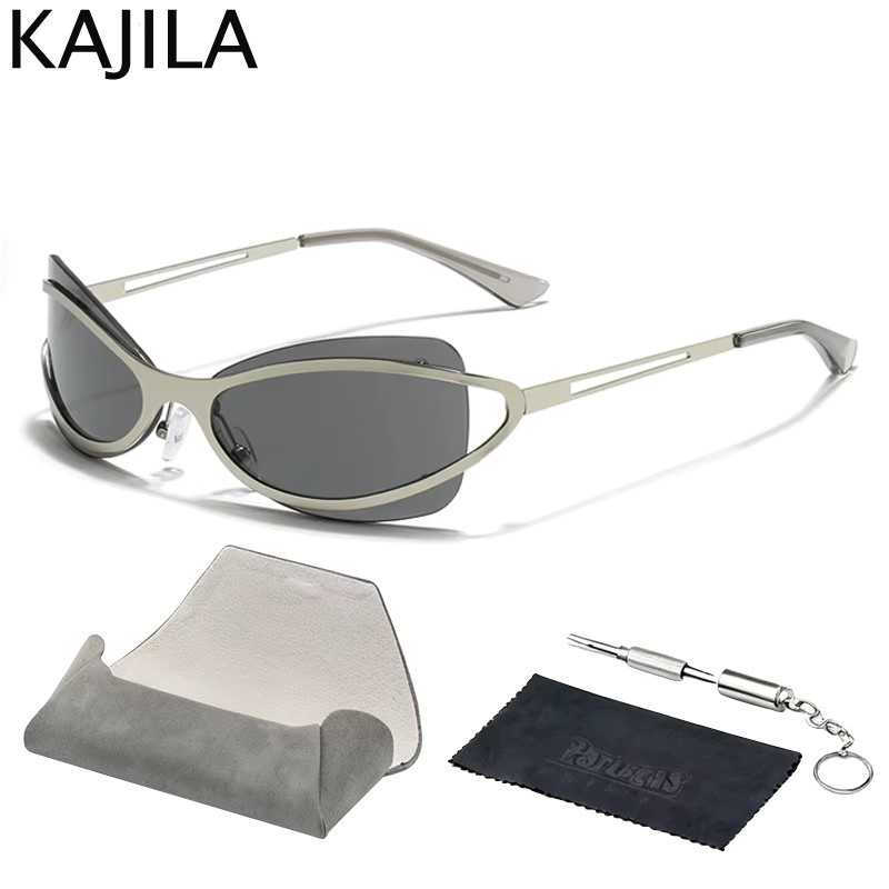 Kajila Sonnenbrille Cat-Eye, randlos, Metall, grau, Damen - Bild 4