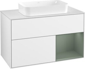 V&B Waschtischunterschrank Finion mit Wandbeleuchtung, Farbe: Weiß lackiert, B: 100 cm, T: 60,3 cm - Bild 1